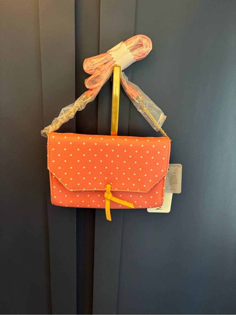 Matilda Jane Coral Polka Dot Crossbody with Yellow Accent